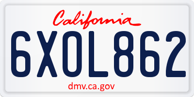 CA license plate 6XOL862