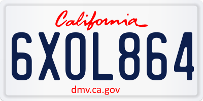CA license plate 6XOL864