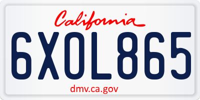 CA license plate 6XOL865