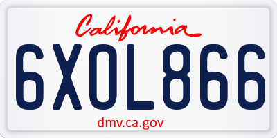 CA license plate 6XOL866