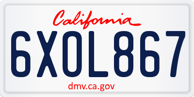 CA license plate 6XOL867