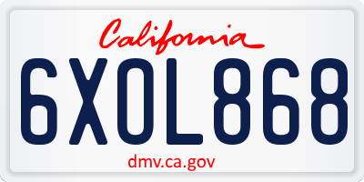 CA license plate 6XOL868