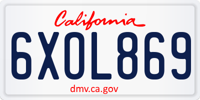 CA license plate 6XOL869