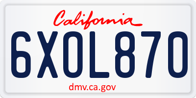 CA license plate 6XOL870