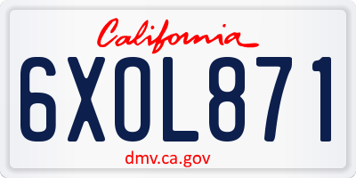 CA license plate 6XOL871