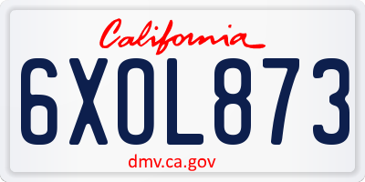 CA license plate 6XOL873