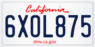 CA license plate 6XOL875