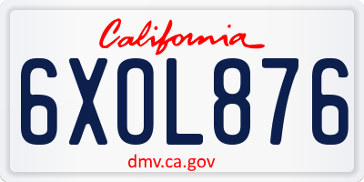 CA license plate 6XOL876