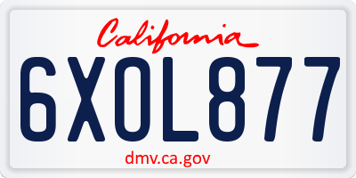 CA license plate 6XOL877