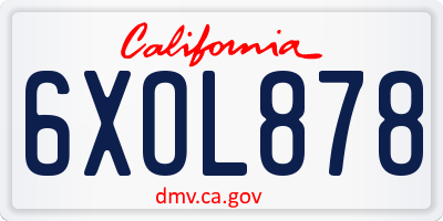CA license plate 6XOL878