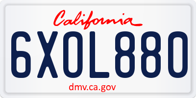 CA license plate 6XOL880