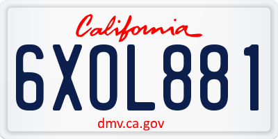 CA license plate 6XOL881