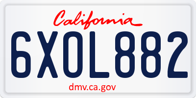 CA license plate 6XOL882