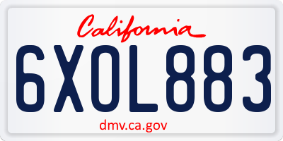 CA license plate 6XOL883