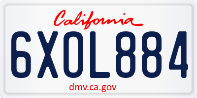 CA license plate 6XOL884