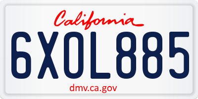 CA license plate 6XOL885
