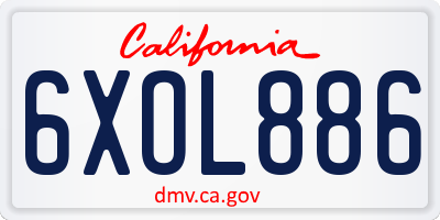 CA license plate 6XOL886