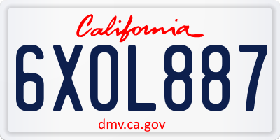 CA license plate 6XOL887
