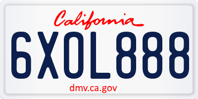 CA license plate 6XOL888