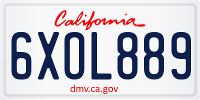 CA license plate 6XOL889