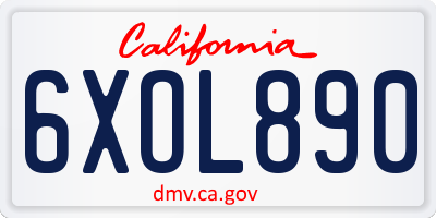 CA license plate 6XOL890