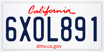 CA license plate 6XOL891