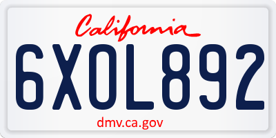 CA license plate 6XOL892