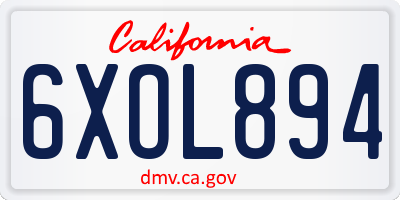 CA license plate 6XOL894