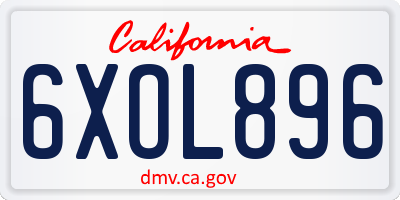 CA license plate 6XOL896