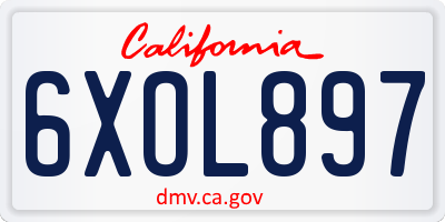 CA license plate 6XOL897