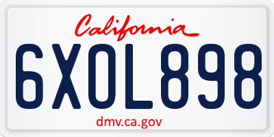 CA license plate 6XOL898