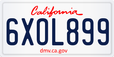 CA license plate 6XOL899