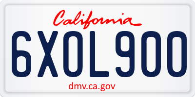 CA license plate 6XOL900
