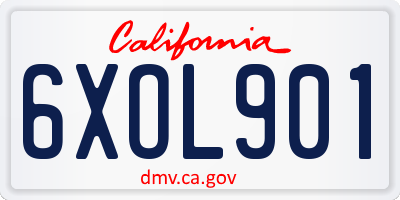 CA license plate 6XOL901