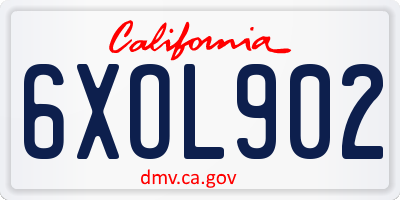 CA license plate 6XOL902