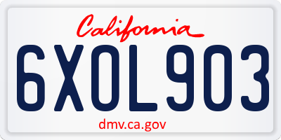 CA license plate 6XOL903