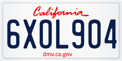 CA license plate 6XOL904