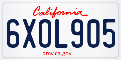CA license plate 6XOL905