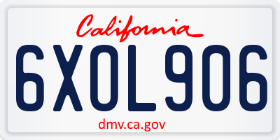 CA license plate 6XOL906