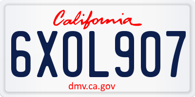 CA license plate 6XOL907