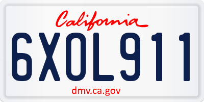CA license plate 6XOL911