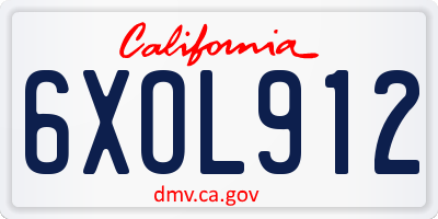 CA license plate 6XOL912