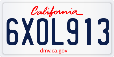 CA license plate 6XOL913