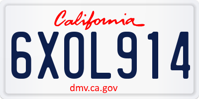 CA license plate 6XOL914
