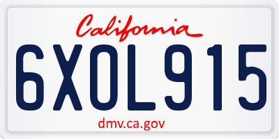 CA license plate 6XOL915