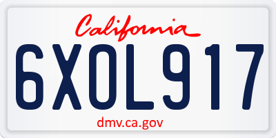 CA license plate 6XOL917
