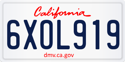 CA license plate 6XOL919