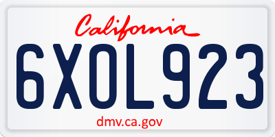 CA license plate 6XOL923