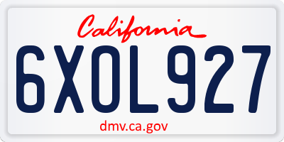 CA license plate 6XOL927
