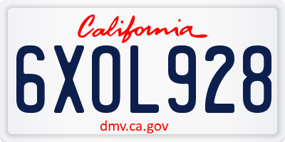 CA license plate 6XOL928
